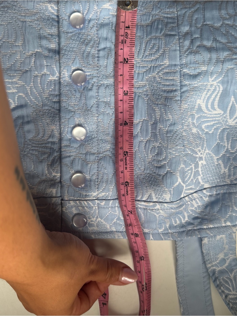 Amanda Uprichard x Revolve Spade Remington Brocade Cropped Top Blue S - Picture 8 of 8